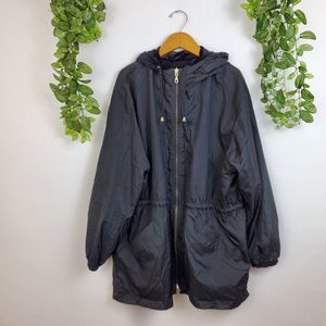 Reversible black velvet oversized zip up jacket